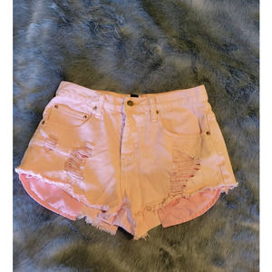 SALE-Forever 21 women's pale pink distressed button front denim shorts size 28